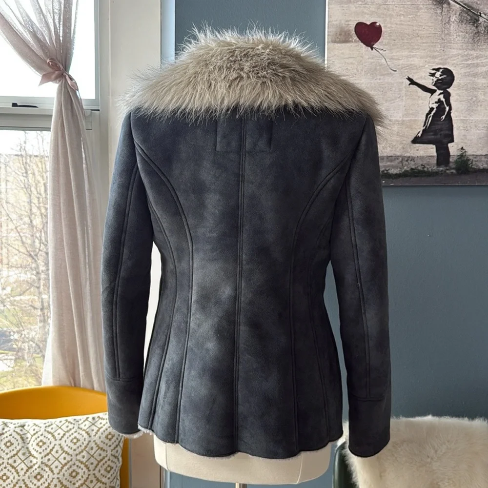 GUESS Women's Gray Faux Fur Collar Jacket | Size M - Picture 11 of 12